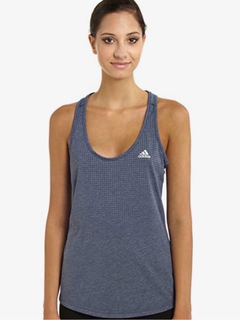 Adidas Women's Aeroknit ClimaCool Tank Top L Gray Polka Dot Racerback